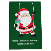 Green Santa Claus Weihnachten Weihnachten an Kinde Mittlere Geschenktüte (Rückseite)