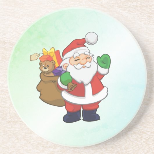 Green Santa mit Spielzeug Getränkeuntersetzer (Vorne)
