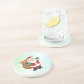 Green Santa mit Spielzeug Getränkeuntersetzer (Seite)