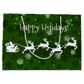 Green Santa's Schlitten und Rentier-Geschenktasche Große Geschenktüte (Rückseite)