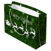Green Santa's Schlitten und Rentier-Geschenktasche Große Geschenktüte (Rückseite Schrägansicht)
