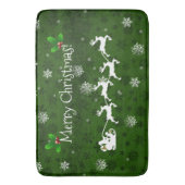 Green Santa's Sleigh and Rentier Bath Mat Badematte (Vorderseite Vertikal)