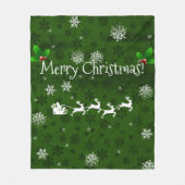 Green Santa's Sleigh and Rentier Fleece Blanket (Vorderseite)