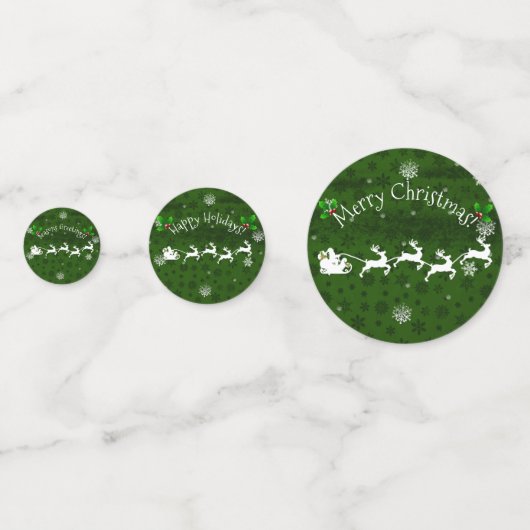 Green Santa's Sleigh and Rentier Table Confetti Konfetti (Rückseiten)