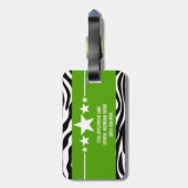 Green Sassy Star Zebra Gepäcktag Gepäckanhänger (Rückseite vertikal)
