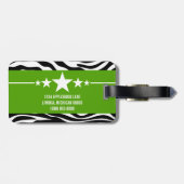 Green Sassy Star Zebra Gepäcktag Gepäckanhänger (Rückseite horizontal)