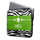 Green Sassy Star Zebra Laptop Sleeve (Vorderseite Links)