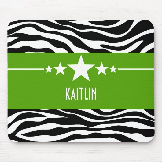 Green Sassy Star Zebra Mousepad (Vorne)