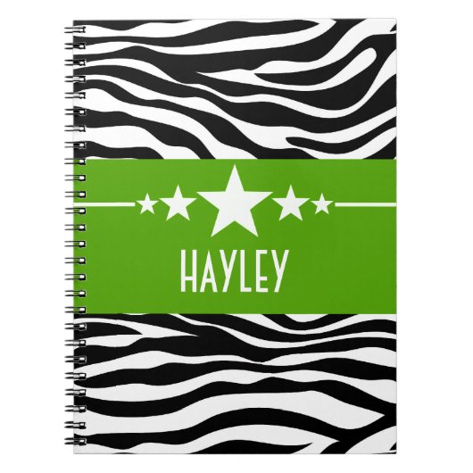 Green Sassy Star Zebra Notebook Notizblock (Vorderseite)