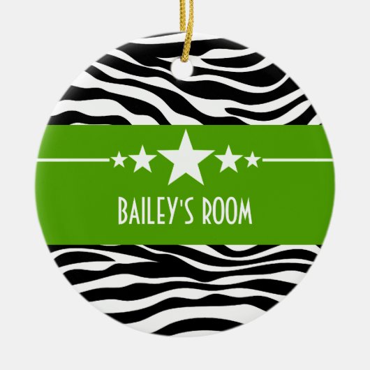 Green Sassy Star Zebra Ornament (Vorne)