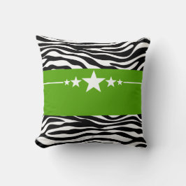 Green Sassy Star Zebra Pillow Kissen