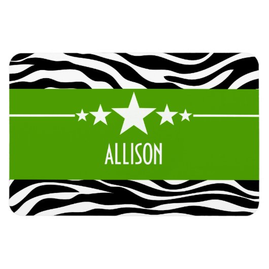Green Sassy Star Zebra Premium Magnet (Horizontal)