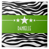 Green Sassy Star Zebra Tile Fliese (Vorderseite)