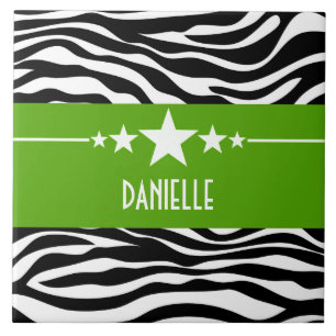 Green Sassy Star Zebra Tile Fliese
