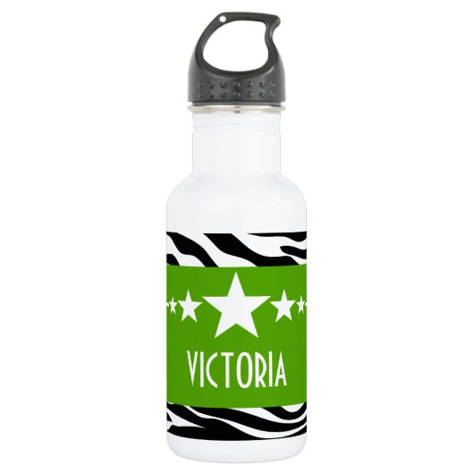 Green Sassy Star Zebra Trinkflasche (Vorderseite)