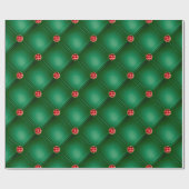 Green Satin Quilted Bling Jewels Holiday Geschenkpapier (Flach)