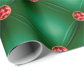 Green Satin Quilted Bling Jewels Holiday Geschenkpapier (Rolleneckpunkt)