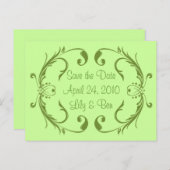 Green Save the Date Card Ankündigungspostkarte (Vorne/Hinten)