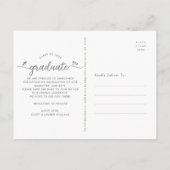 Green Save the Date Foto Abschluss Skriptherzen Einladungspostkarte (Rückseite)