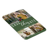 Green Save the Date Wedding 3 Fotos Magnet (Rechte Seite)