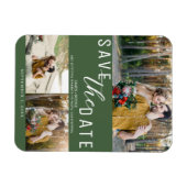 Green Save the Date Wedding 3 Fotos Magnet (Horizontal)