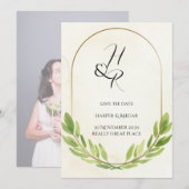 Green Save the Date Wedding Einladungskarte Einladung (Vorne/Hinten)