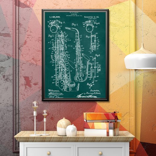 Green | Saxophon - Patent Poster