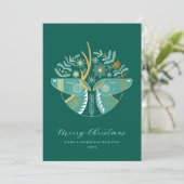 Green Scandi Reindeer Pair Weihnachten (Stehend Vorderseite)