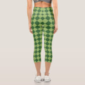 Green Schachbrett Diamond Pattern Capri Leggings (Rückseite)