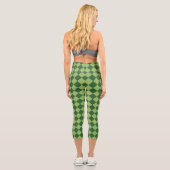 Green Schachbrett Diamond Pattern Capri Leggings (Rückseite)