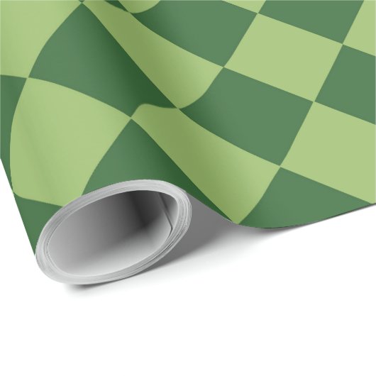 Green Schachbrett Diamond Pattern Geschenkpapier (Rolleneckpunkt)