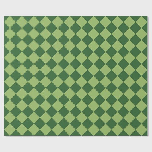 Green Schachbrett Diamond Pattern Geschenkpapier (Flach)