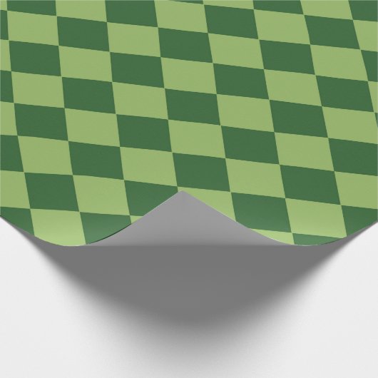 Green Schachbrett Diamond Pattern Geschenkpapier (Ecke)