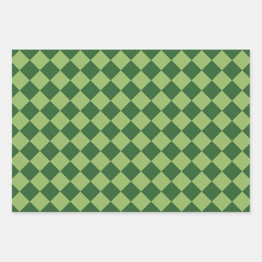 Green Schachbrett Diamond Pattern Geschenkpapier Set (Vorderseite)