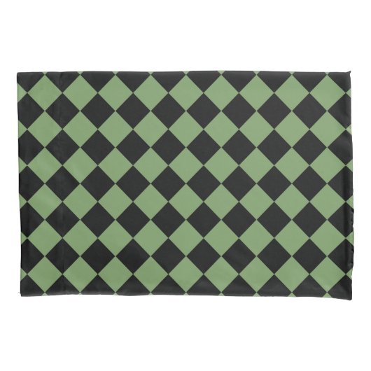 Green Schachbrett Diamond Pattern Kissenbezug (Vorderseite-Links)