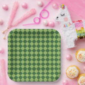 Green Schachbrett Diamond Pattern Pappteller (Party)