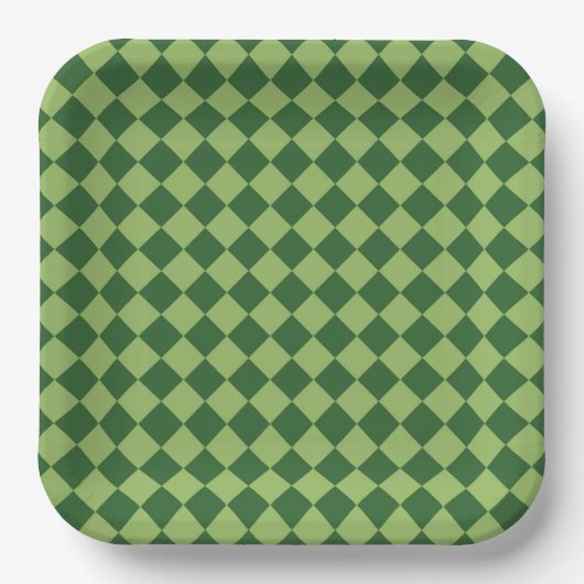 Green Schachbrett Diamond Pattern Pappteller (Vorderseite)