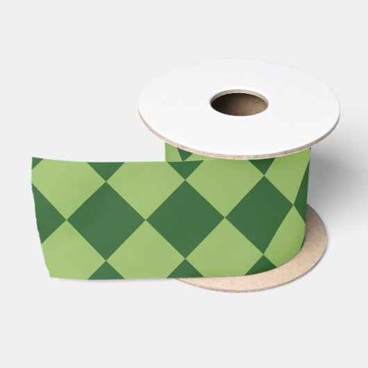 Green Schachbrett Diamond Pattern Satinband (Spule)