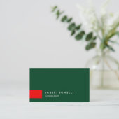 Green Schlicht Red Strip Consultant Business Card Visitenkarte (Stehend Vorderseite)