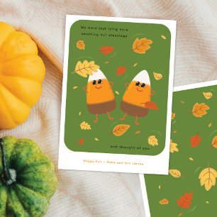 Green   Schokolade Candy Corn Couple   Fall Feiertagskarte
