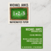 Green School Chalkboard Slate Math Tutor Lehrer Quadratische Visitenkarte (Vorne/Hinten)