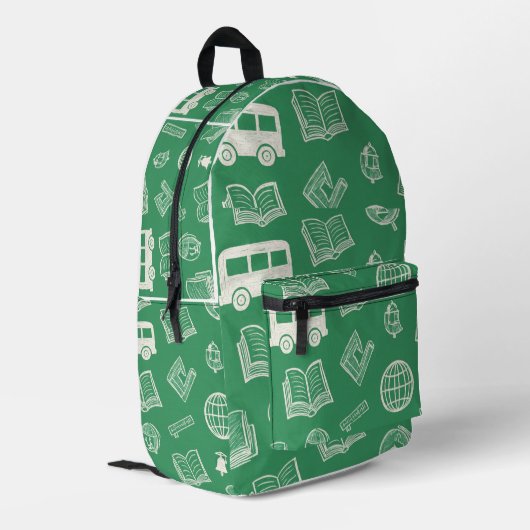 Green School Doodle Bedruckter Rucksack (Rückseitige Ecke links)