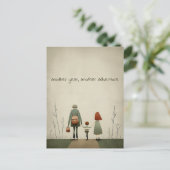 Green Schoolboy und Eltern Postkarte (Stehend Vorderseite)