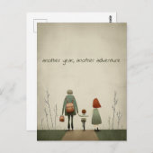 Green Schoolboy und Eltern Postkarte (Vorne/Hinten)