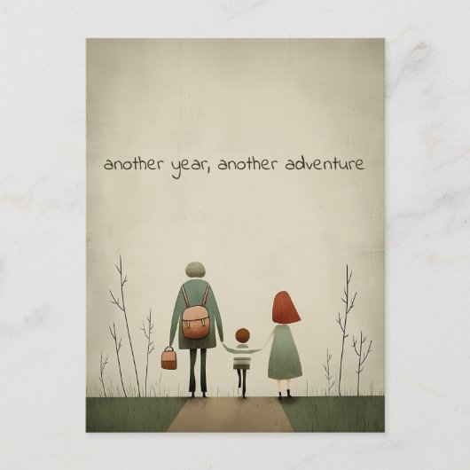 Green Schoolboy und Eltern Postkarte (Vorderseite)