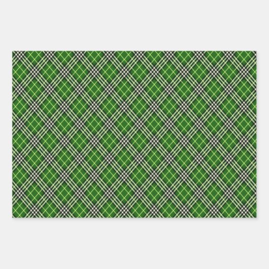 Green Schwarz-weiß Buffalo Kariert Polka Dots Stre Geschenkpapier Set (Vorderseite)