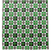 Green Schwarz-weiß Checkered Fleur-de-lis-Design Duschvorhang (Vorderseite)
