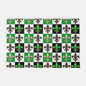 Green Schwarz-weiß Checkered Fleur-de-lis-Design Fußmatte (Vorderseite)