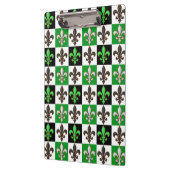 Green Schwarz-weiß Checkered Fleur-de-lis-Design Klemmbrett (Links)