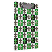 Green Schwarz-weiß Checkered Fleur-de-lis-Design Klemmbrett (Rechts)